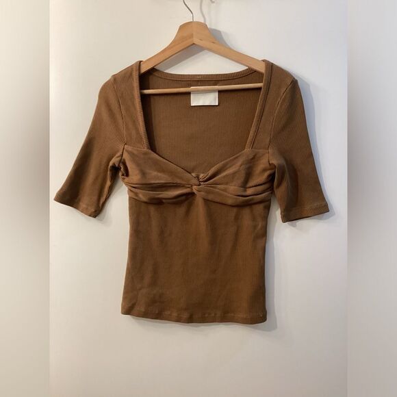 Citizens of Humanity Parie Twist Top Brown Neutral Blouse Women’s Size M - Picture 2 of 13